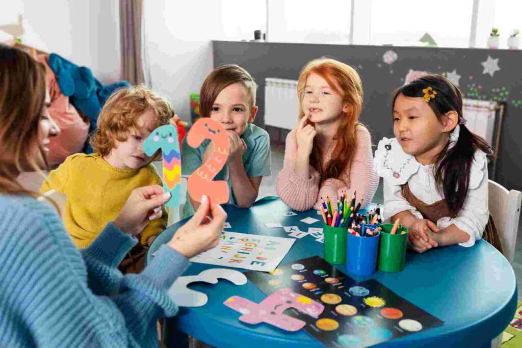 kids learning numbers in preschool class